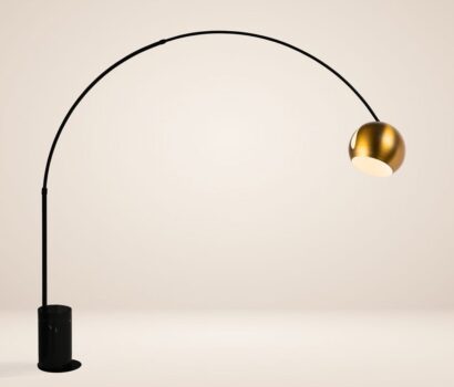 s.luce Ball Design-Bogenlampe mit Marmorfuß modern