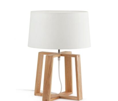 Holz Tischlampe BLISS Braun Weiss