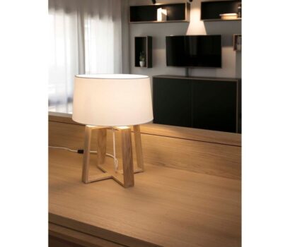 Holz Tischlampe BLISS Braun Weiss