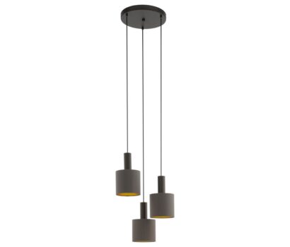 Hängeleuchte Campos 3-flg. Dunkelbraun, Goldfarben