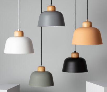 Pendelleuchte VIACHO  aus Metall & Holz -Grau