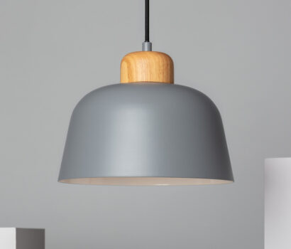 Pendelleuchte VIACHO  aus Metall & Holz -Grau