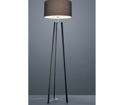 Stehlampe Petrus Schwarz, Chrom, Schirm Chintz Anthrazit