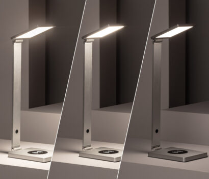 LED Flexo Ciala 8W dimmbar mit Wireless-Ladegerät Silber